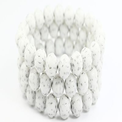 60 Round Pressed Glass Beads, Orange Fruit, White Silver Lined, 12 x 12 mm