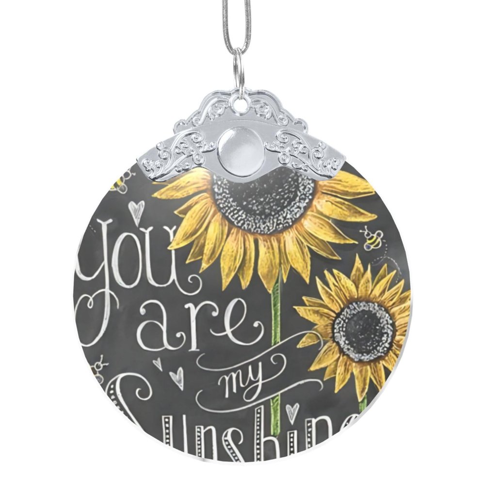 You Are My Sunshine Sunflower Printed Glass Christmas Tree Ornament