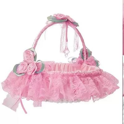 SKINPA Wedding Flower Girl Basket with Handle, Pink