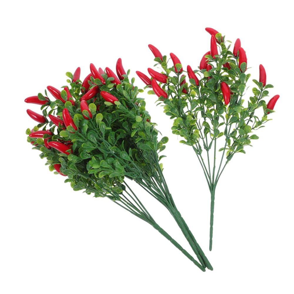 Artificial Vegetable Branch, Red Chili, 5 Pieces, PVC Foam, Realistic