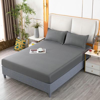 Homxi Dark Gray Fitted Sheet Set, 200 x 220 cm, with 2 Pillowcases