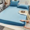 Homxi Fitted Sheet, 90 x 200 x 20 cm, Elastic Solid-Color Fitted Sheet, Dark Blue view 2