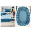 Homxi Fitted Sheet, 90 x 200 x 20 cm, Elastic Solid-Color Fitted Sheet, Dark Blue view 3