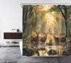 LB Autumn Forest Shower Curtain 240 x 175 cm (W x H), Deer in Trees view 2