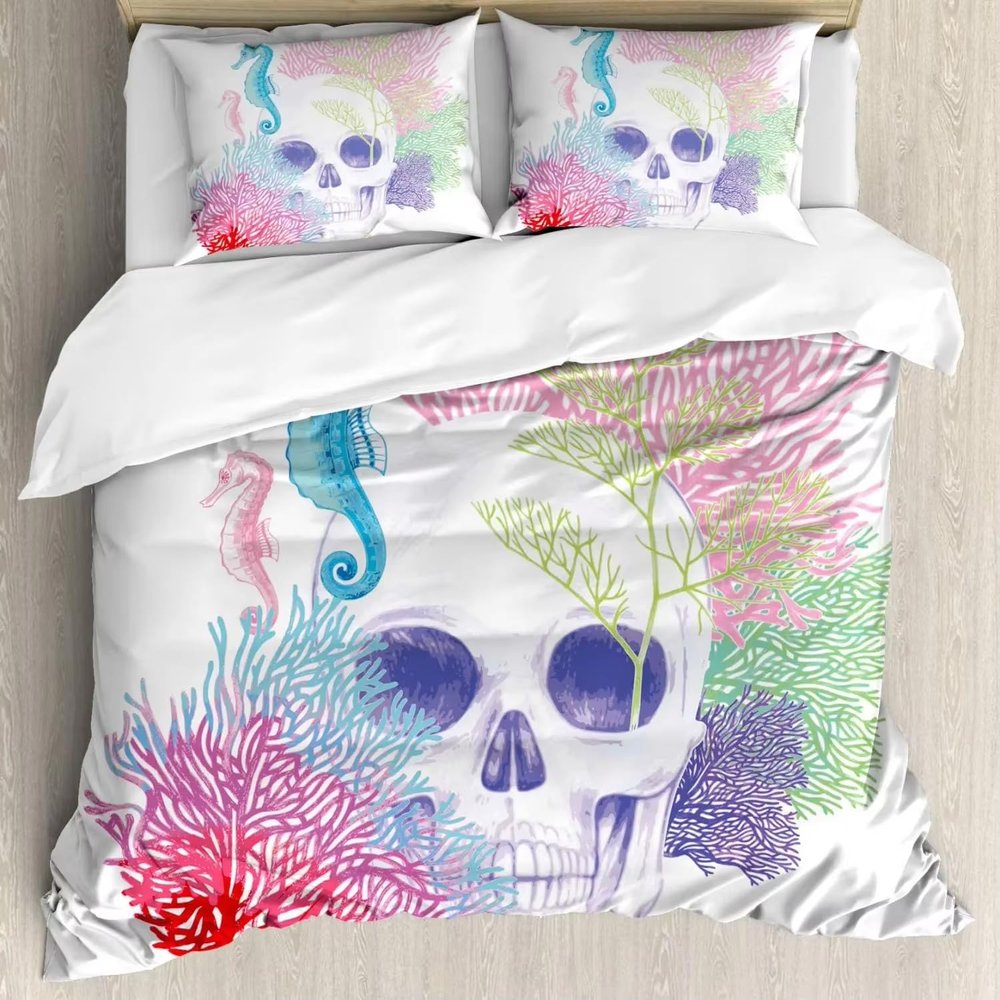 SJSXWQN Coral Duvet Cover Set 220 x 240 cm with Zipper