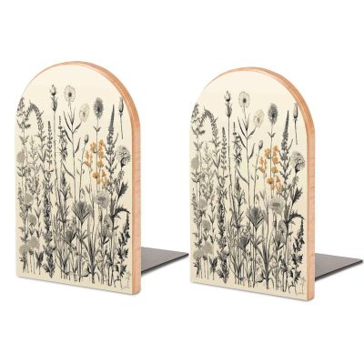 Bookends for Shelves, Heavy-Duty Book Holders with Botanical Engraving