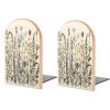 Bookends for Shelves, Heavy-Duty Book Holders with Botanical Engraving view 1