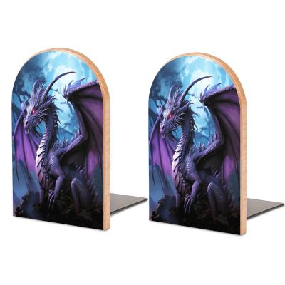 Bookends for Shelves, Purple Dragon and Purple Moon
