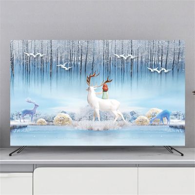 Treer TV Cover, Dust Protection for 32–80" TVs and PC Screens, Elastic, 58–60", White Elk