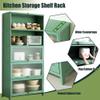 Modern Bamboo Kitchen Cabinet with Transparent Doors and Tall Compartments, Green view 4