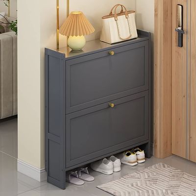 Modern Gray 3-Tier Shoe Cabinet, 70 cm Wide