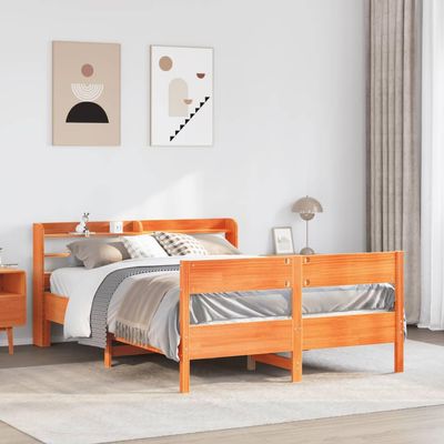 LXYZWRW Furniture Select Bed Frame Without Mattress, Wax Brown, 120 x 190 cm, Small Double Bed, Solid Pine