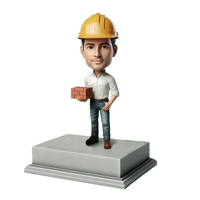 mydedor Custom Bobblehead, Personalized Handmade Clay Figurine from Photo, Male Worker Doll