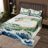 Loussiesd Kids’ Green Dragon Bedspread, 220 x 240 cm, Japanese Ukiyo-e Style view 1