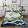 Loussiesd Kids’ Green Dragon Bedspread, 220 x 240 cm, Japanese Ukiyo-e Style view 2