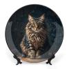 RKJVB Decorative Bone China Plate, 25.7 cm, with Stand, Cute Cat Design view 1