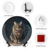 RKJVB Decorative Bone China Plate, 25.7 cm, with Stand, Cute Cat Design view 3