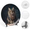 RKJVB Decorative Bone China Plate, 25.7 cm, with Stand, Cute Cat Design view 4