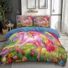 CozyRest Kids' Bedding Set 155 x 220 cm, Colorful Long-Haired Unicorn 3-Piece Duvet Cover Set, Soft Reversible Blue Microfiber Bedding with Zipper and 2 Pillowcases 80 x 80 cm view 1