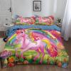 CozyRest Kids' Bedding Set 155 x 220 cm, Colorful Long-Haired Unicorn 3-Piece Duvet Cover Set, Soft Reversible Blue Microfiber Bedding with Zipper and 2 Pillowcases 80 x 80 cm view 3
