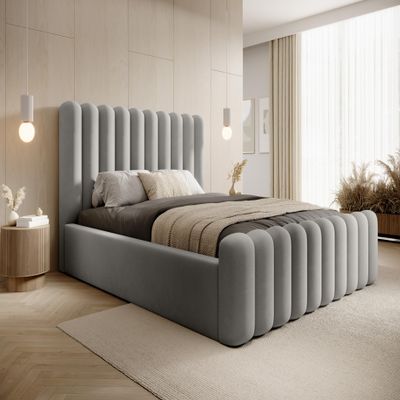 DomiMeble DomoHome Mona VII Upholstered Bed, 140 x 200 cm, Ash