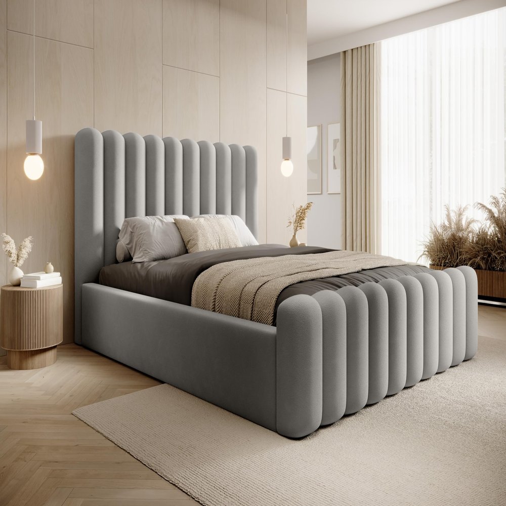 DomiMeble DomoHome Mona VII Upholstered Bed, 140 x 200 cm, Ash