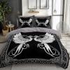 Gray Microfiber Bedding Set, Celtic Bird Tarot Duvet Cover, 135 x 200 cm view 1