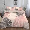 CozyRest Bedding Set 240 x 220 cm, Light Pink, Botanical Watercolor Palm Leaf and Monstera Reversible Duvet Cover with 2 Pillowcases view 3