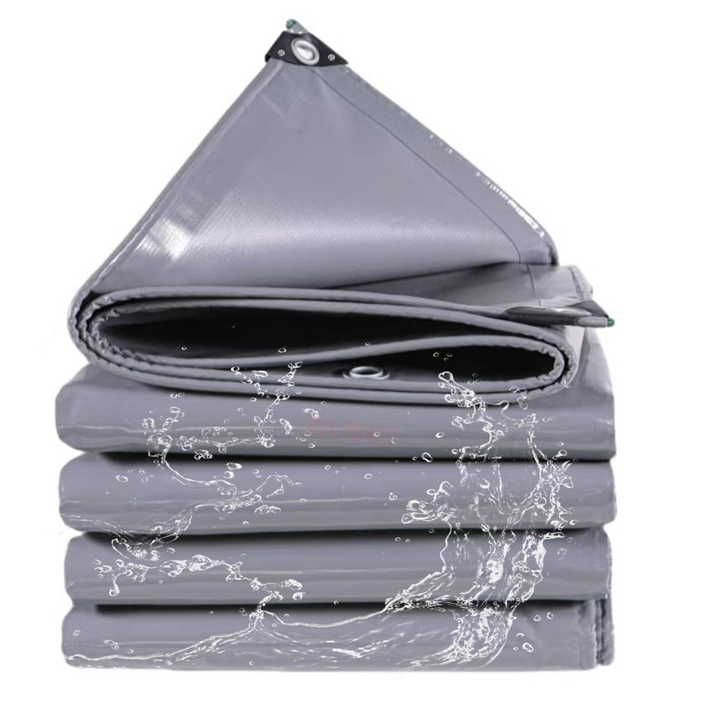 WLRHGl Gray Tarp Cover, 0.5 x 25.5 m, with Eyelets and Reinforced Corners, WLR010