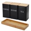 Yominerr 3-Piece Tea, Coffee, and Sugar Canister Set with Tray and Bamboo Lids view 1