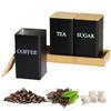 Yominerr 3-Piece Tea, Coffee, and Sugar Canister Set with Tray and Bamboo Lids view 2