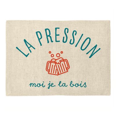 Linen-Look Placemat “La Pression Je la Bois” Apéro Bar Beer Pint, Large Format 40 x 28.5 cm