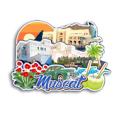 QUWSNE Muscat Oman Refrigerator Magnet, 3D Travel Souvenir with Classic Landmarks