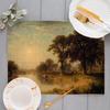 Linen-Look Placemat, Forest Meadow Motif with Bucolic Cows, 40 x 28.5 cm view 3
