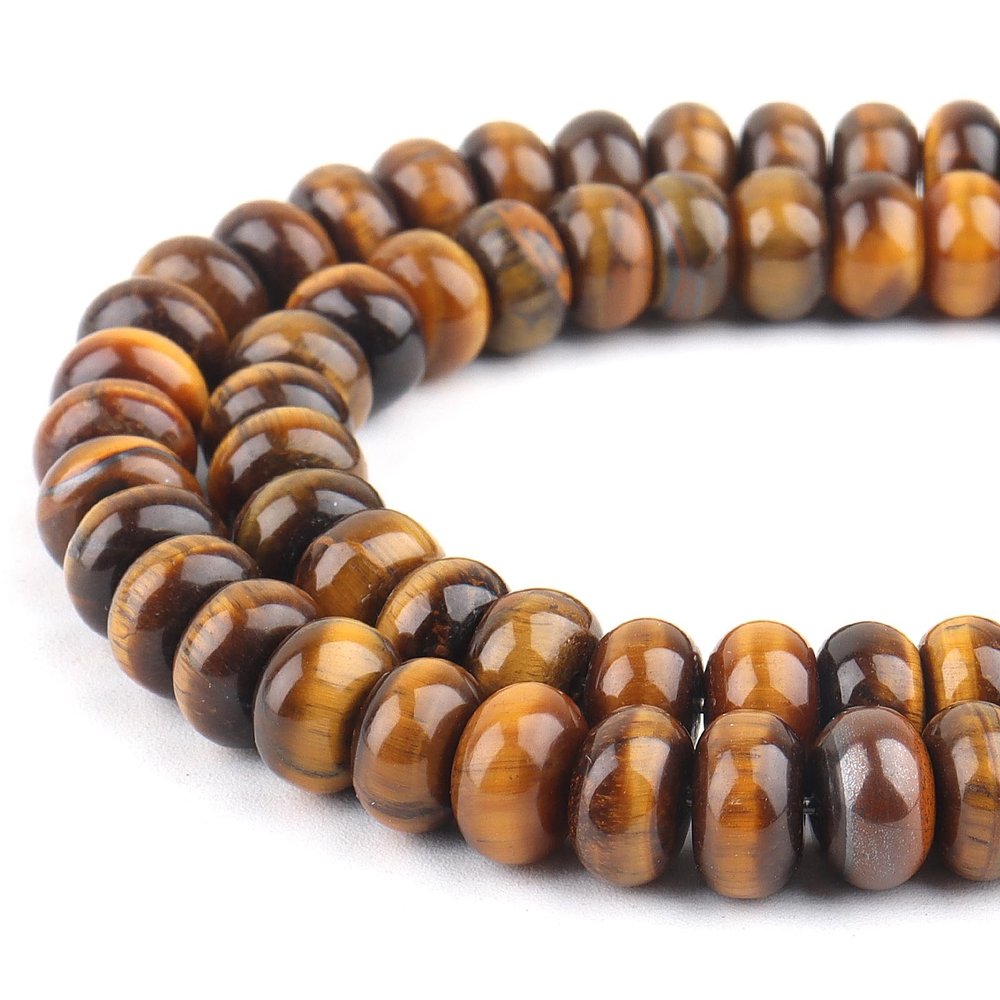DIQIO Natural Stone Beads for Jewelry Making, 8 x 5 mm, Yellow Tiger Eye