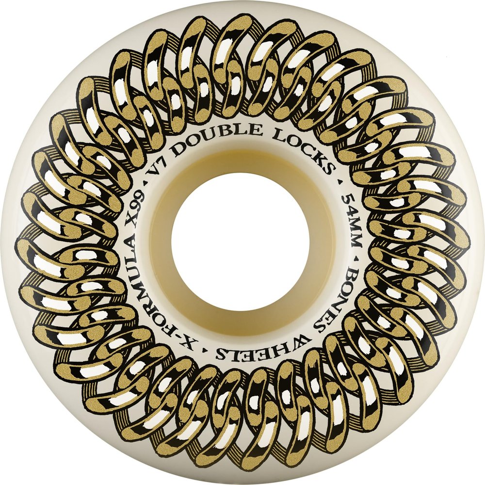 Bones Wheels Double Lock X-Formula Skateboard Wheels, 54 mm, 99A, V7 Double Lockers