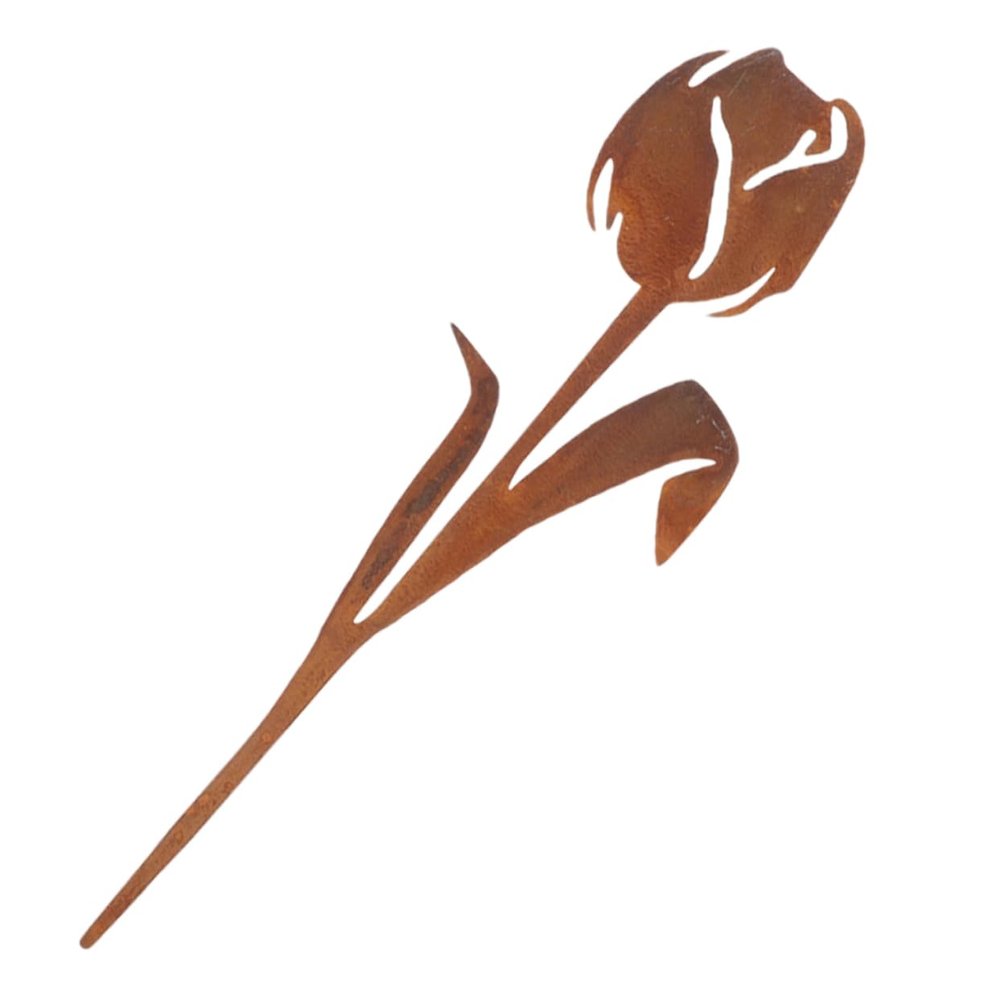 PAMINGONO Brown Iron Tulip Garden Stake for Outdoor Areas