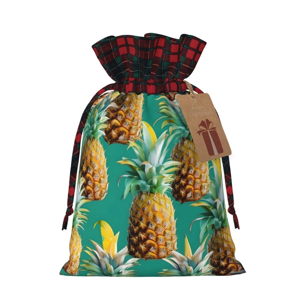 Tropical Pineapple Hawaiian Drawstring Gift Bag, 21.1 x 30 cm, 1 Piece
