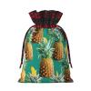 Tropical Pineapple Hawaiian Drawstring Gift Bag, 21.1 x 30 cm, 1 Piece view 2