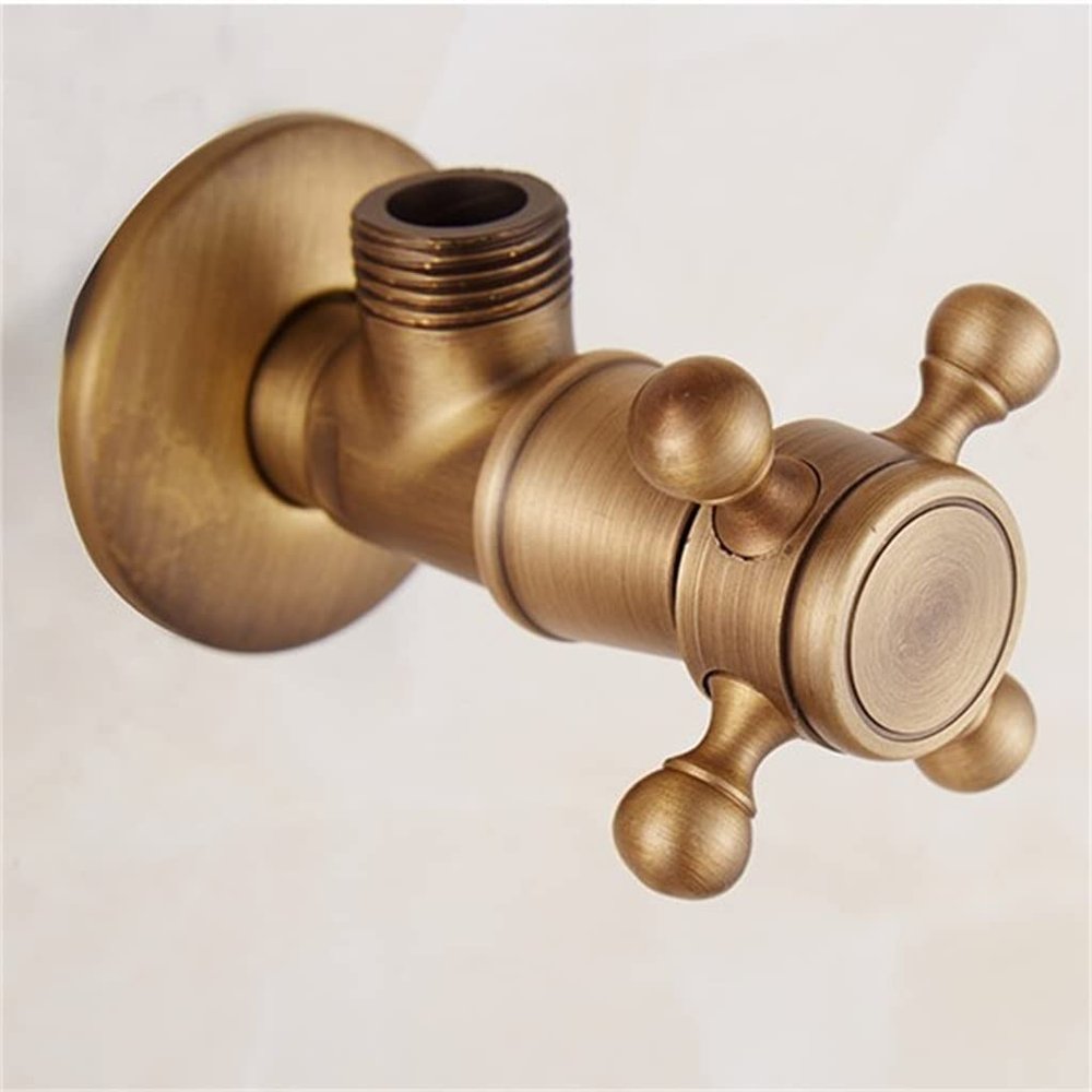 AUNANGLJSCS Stainless Steel Retro Angle Valve, Antique Brass Triangle Water-Control Valve, 1/2 x 1/2, Light Gray