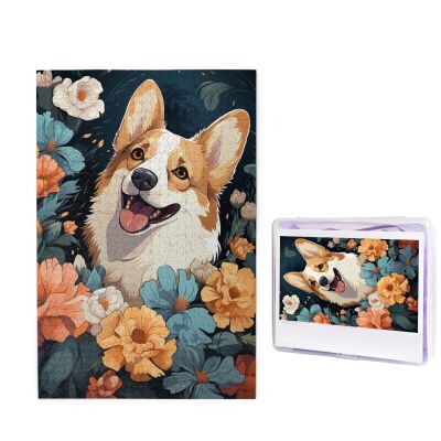 GFLFMXZW 1000-Piece Personalized Corgi Puzzle with Storage Bag, 50 x 74.9 cm