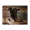 Cowboy Rug with Black Hat and Western Boots Print, Plush, 160 x 121.9 cm view 1