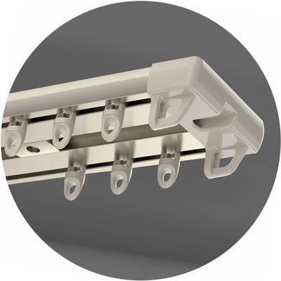 Ceiling-Mounted Double Curtain Track, 5.2 m, Heavy-Duty Aluminum Track for Room Dividers, White/Champagne, Extendable 1–6 m