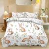 Watercolor Rabbit and Deer Duvet Cover Set, 200 x 200 cm, Soft Microfiber 3D Print view 1