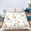 Watercolor Rabbit and Deer Duvet Cover Set, 200 x 200 cm, Soft Microfiber 3D Print view 4