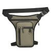 AOLUOER Men's Motorcycle Leg Side Bag, Waterproof Tactical Travel Wallet, PU Leather Hip Leg Pack, Casual Sports Bag (Gold) view 1