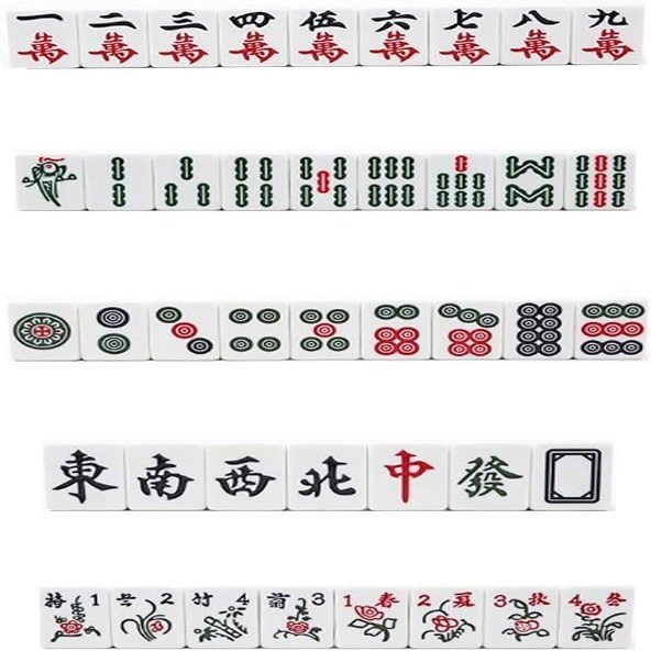HynJGih Chinese Mahjong Set with 144 Engraved Tiles