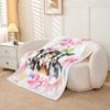 Loussiesd Children's Cow Blanket, 220 x 240 cm, Farm Animal Butterfly, Retro Cowboy Western Decor view 3