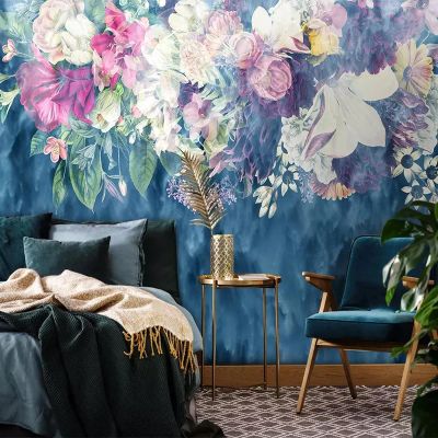 YLLMNOBM Retro Abstract Rose Floral 3D Peel-and-Stick PVC Wallpaper