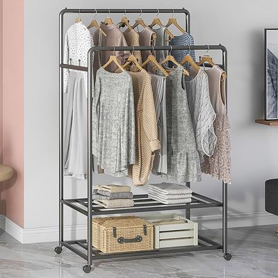 GJVBGA Double-Rail Garment Rack, 120 cm, Black